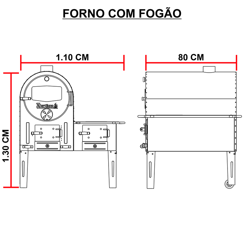 Forno Porta de Aço Carbono com Fogão - zorzinco